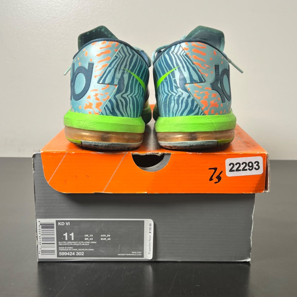 Nike KD 6 Liger 11 (Moderately Worn Pre-Owned)NikeElectric Green/Night Factor-Atomic Orange - Image 4