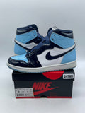 Jordan 1 Retro High UNC Patent (Women's) 9W (Moderately Worn Pre-Owned)JordanObsidian/Blue Chill-White - Image 1