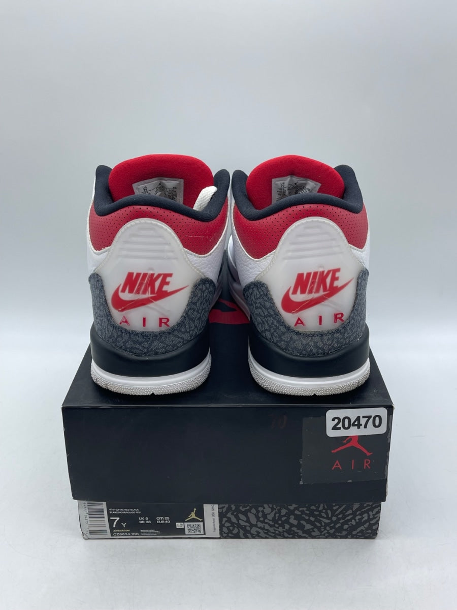 Jordan 3 Retro SE Fire Red Denim (GS) 7Y (Moderately Worn Pre-Owned) - Image 3