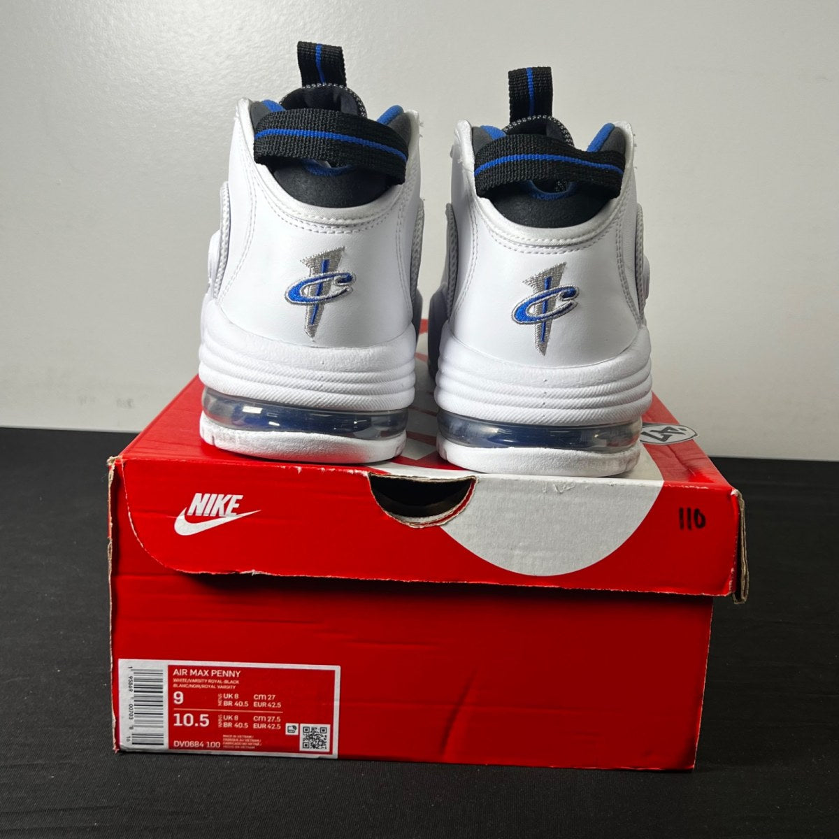 Nike Air Max Penny 1 Home (2022) 9 (Lightly Worn Pre-Owned)NikeWhite/Varsity Royal-Black - Image 4