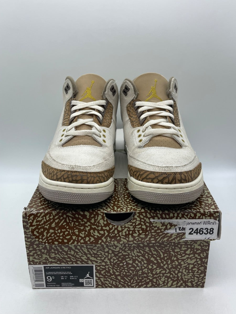 Jordan 3 Retro Palomino 9.5 (Moderately Worn Pre-Owned)JordanLight Orewood Brown/Metallic Gold/Light British Tan/Palomino - Image 2