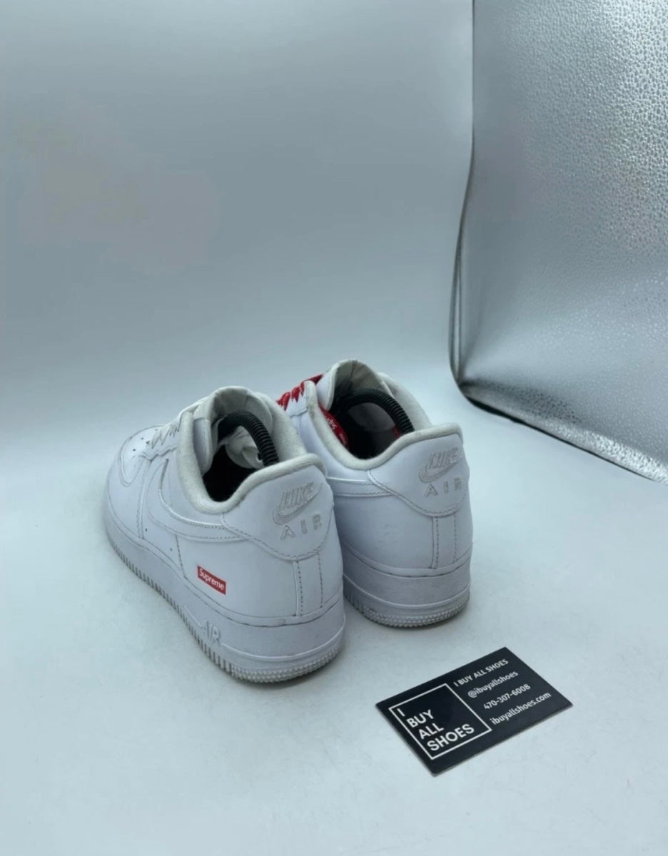 Nike Air Force 1 Low Supreme White 9 (Moderately Worn Pre-Owned)NikeWhite/White-White - Image 4