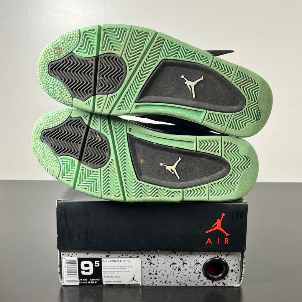 Jordan 4 Retro Green Glow 9.5 (Heavily Worn Pre-Owned)JordanDark Grey/Green Glow-Cement Grey-Black - Image 7