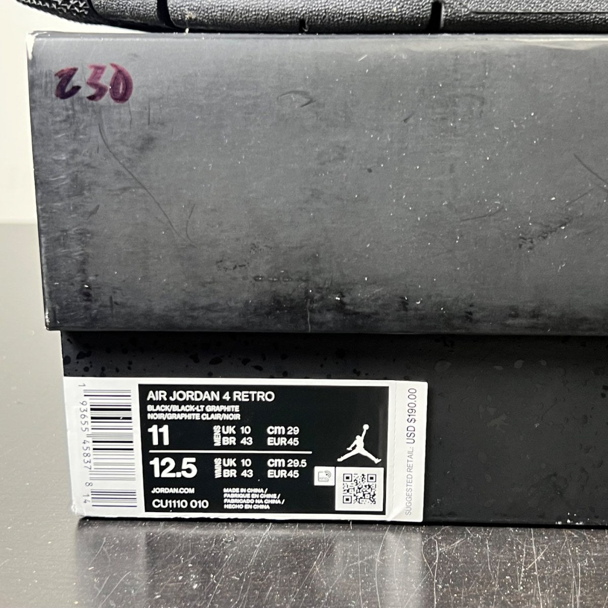 Jordan 4 Retro Black Cat (2020) 11 (Lightly Worn Pre-Owned)JordanBlack/Black-Light Graphite - Image 4
