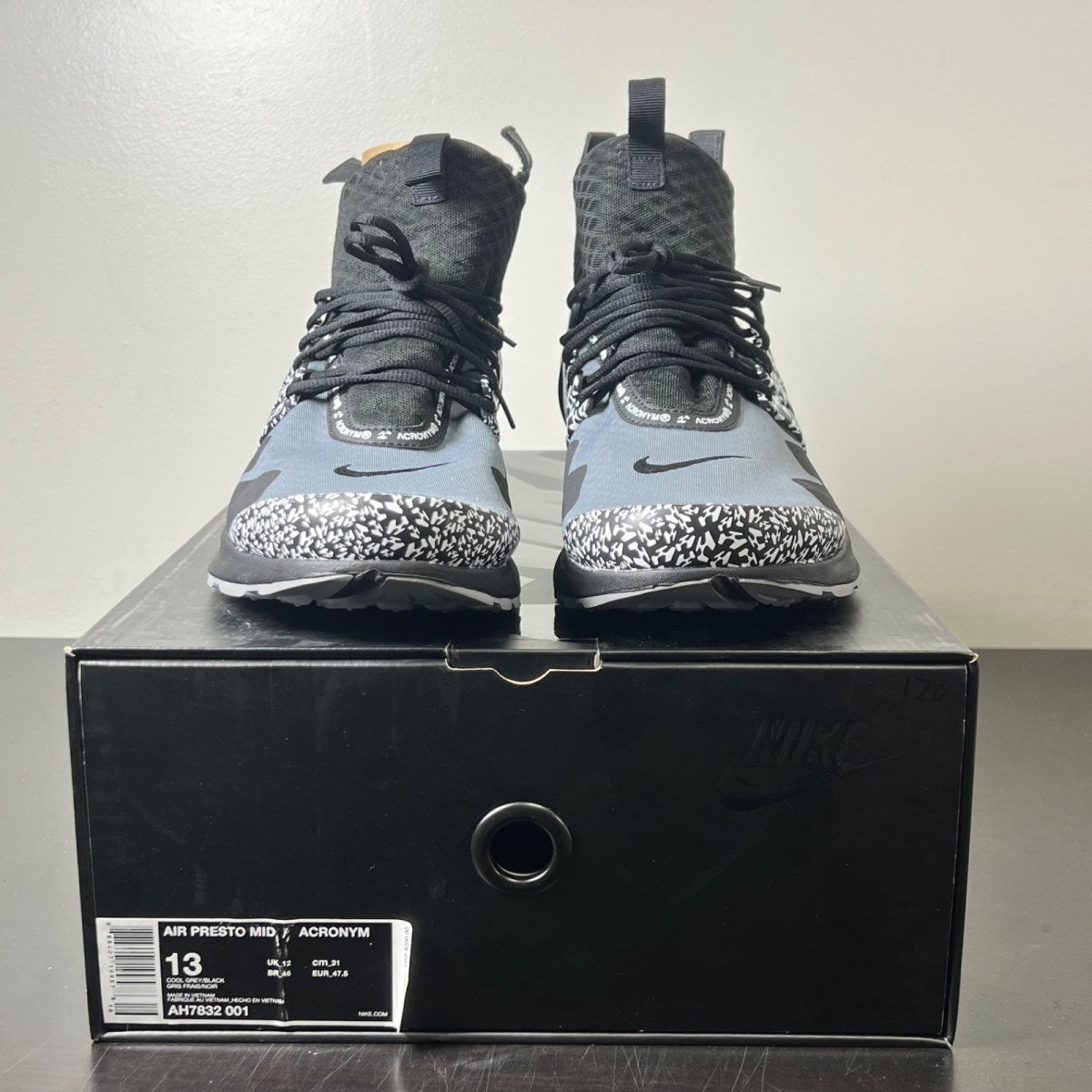 Nike Air Presto Mid Acronym Cool Grey 13 (Lightly Worn Pre-Owned)NikeCool Grey/Black - Image 2