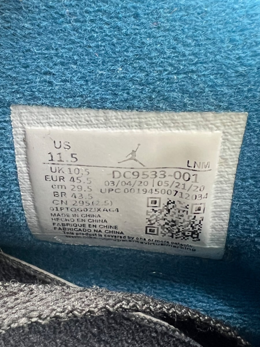 Jordan 4 Retro Union Off Noir 11.5 (Moderately Worn Pre-Owned)JordanOff-Noir/Brigade Blue-Dark Smoke Grey-Light Fusion Red - Image 9