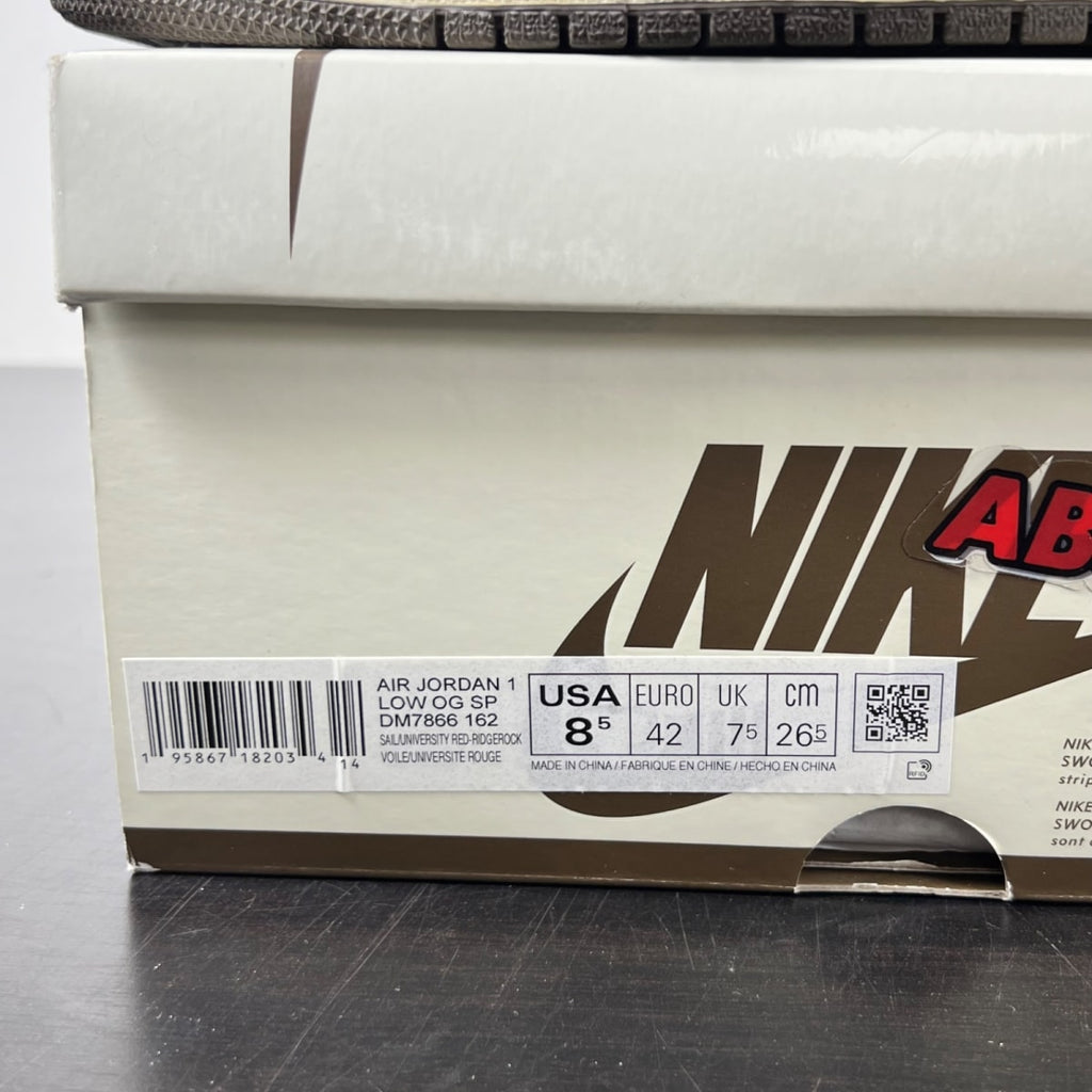 Jordan 1 Retro Low OG SP Travis Scott Reverse Mocha 8.5 (Moderately Worn Pre-Owned)JordanSail/University Red-Ridgerock - Image 7