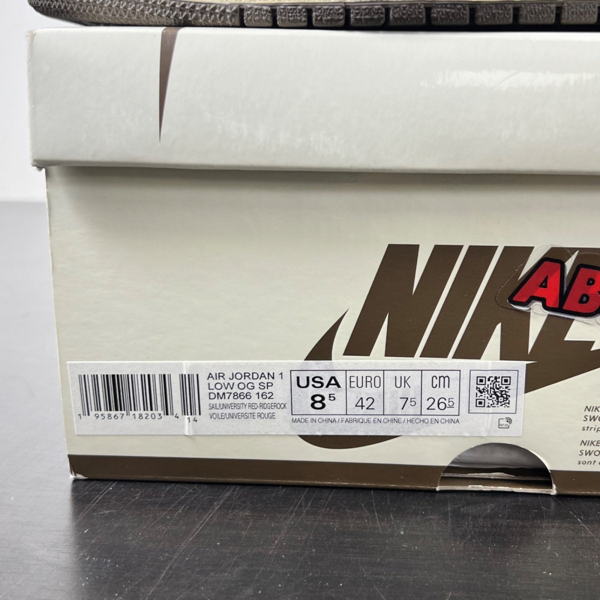 Jordan 1 Retro Low OG SP Travis Scott Reverse Mocha 8.5 (Moderately Worn Pre-Owned)JordanSail/University Red-Ridgerock - Image 7