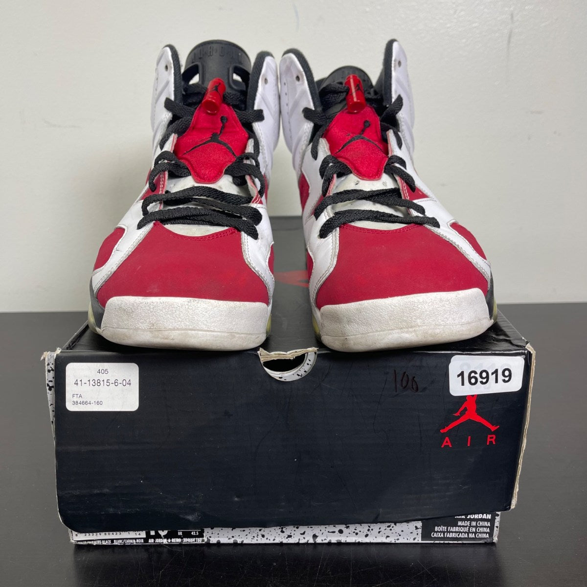 Jordan 6 Retro Carmine (2014) 10.5 (Moderately Worn Pre-Owned)JordanWhite/Carmine-Black - Image 2