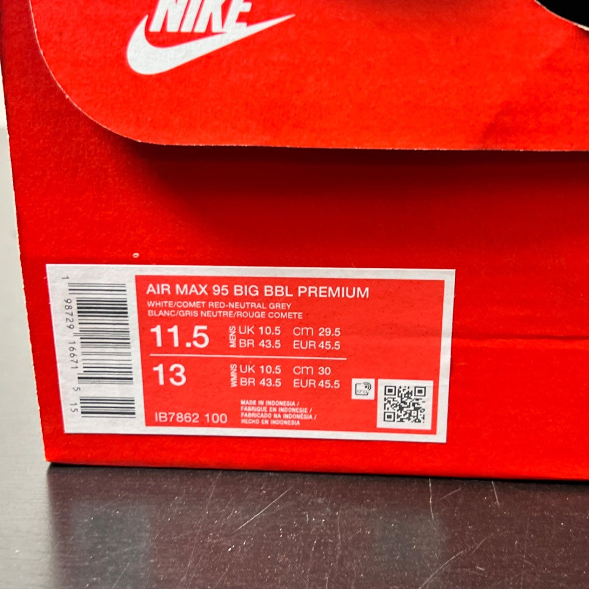 Nike Air Max 95 OG Big Bubble Comet Red 11.5 (Lightly Worn Pre-Owned)NikeWhite/Comet Red/Neutral Grey/Medium Grey/Black - Image 5