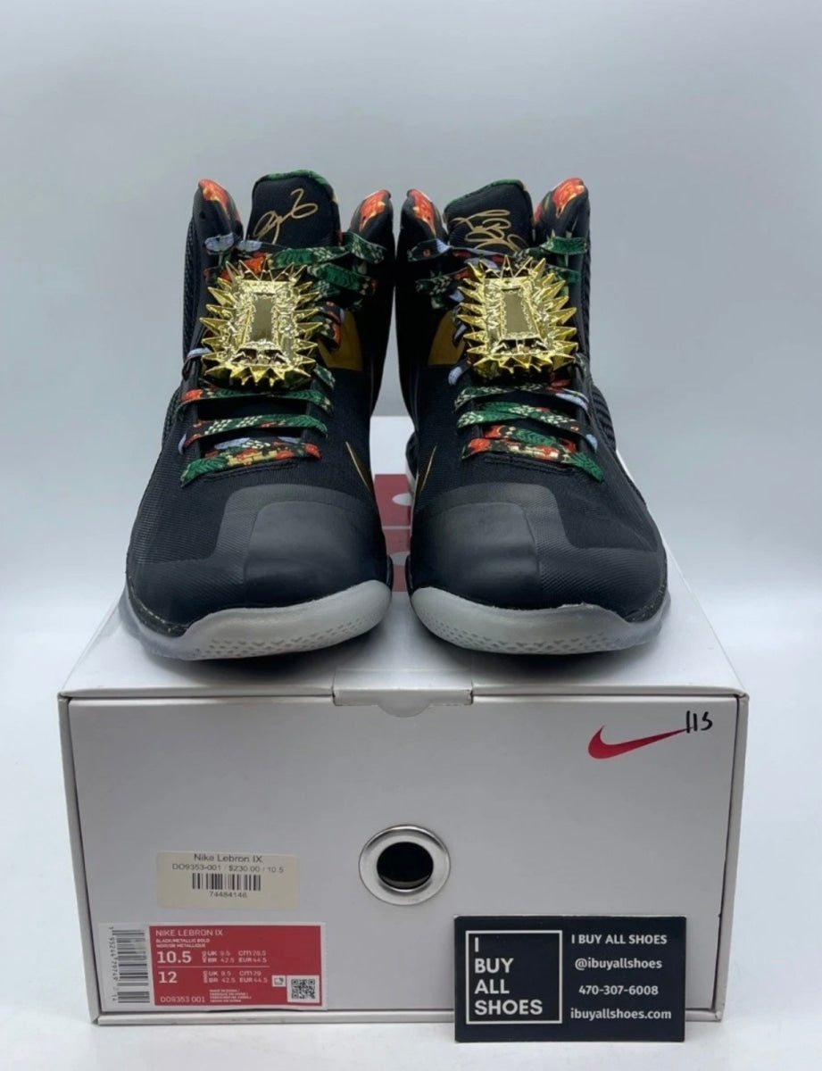 Nike LeBron 9 Watch the Throne (2022) 10.5 (Lightly Worn Pre-Owned)NikeBlack/Metallic Gold - Image 2