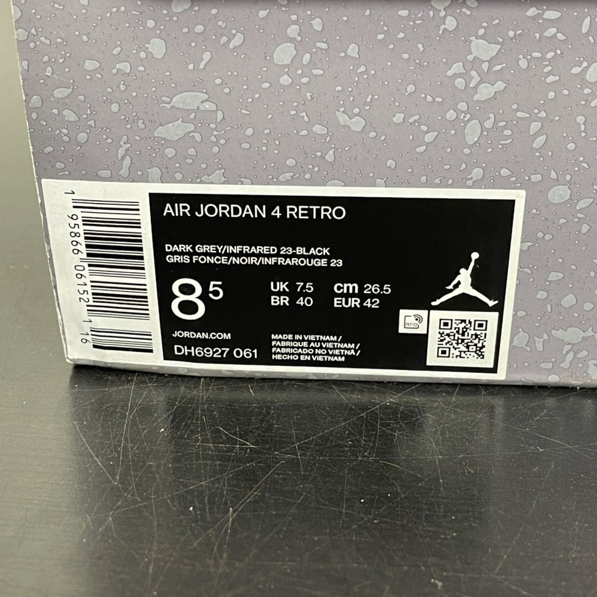 Jordan 4 Retro Infrared 8.5 (Moderately Worn Pre-Owned)JordanDark Grey/Infrared 23-Black-Cement Grey - Image 7