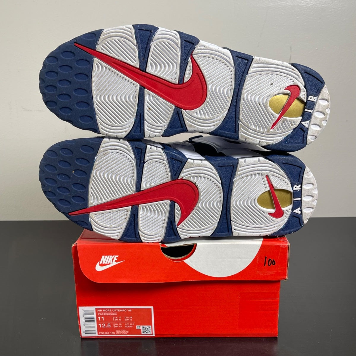 Nike Air More Uptempo 96 Olympic (2024) 11 (Moderately Worn Pre-Owned)NikeWhite/Midnight Navy/Metallic Gold/University Red - Image 5