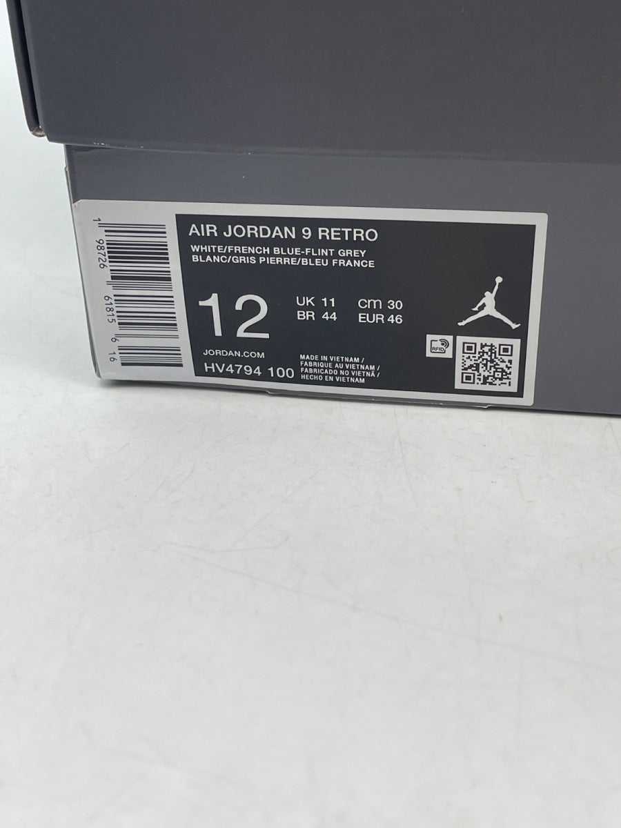 Jordan 9 Retro Flint Grey French Blue (2026) 12 (Moderately Worn Pre-Owned)JordanWhite/French Blue/Flint Grey - Image 9