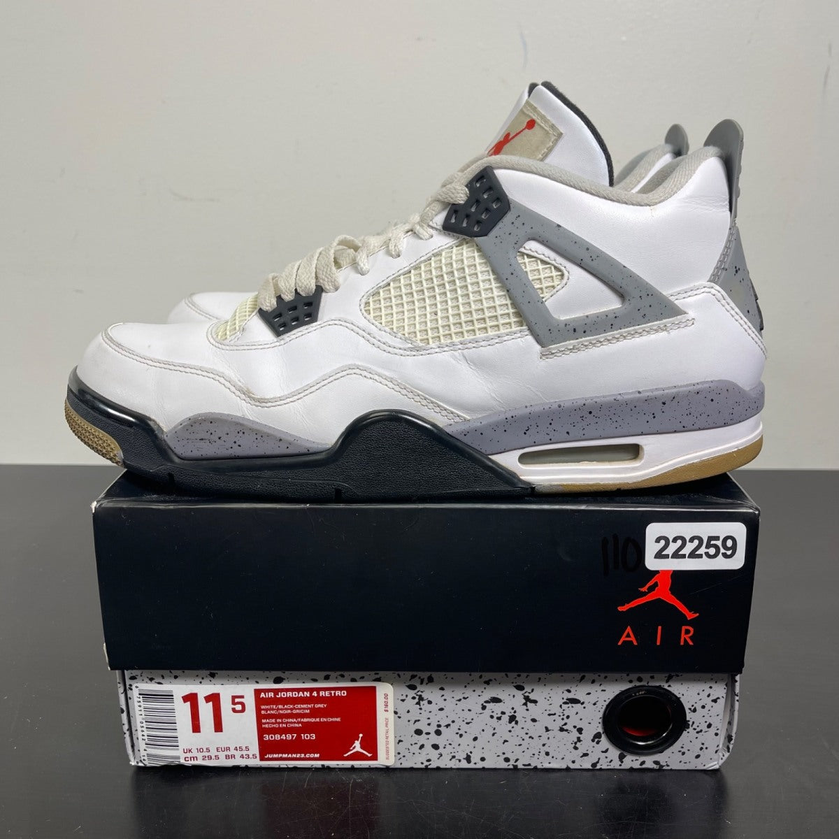 Jordan 4 Retro White Cement (2012) 11.5 (Moderately Worn Pre-Owned)JordanWhite/Black-Tech Grey - Image 3