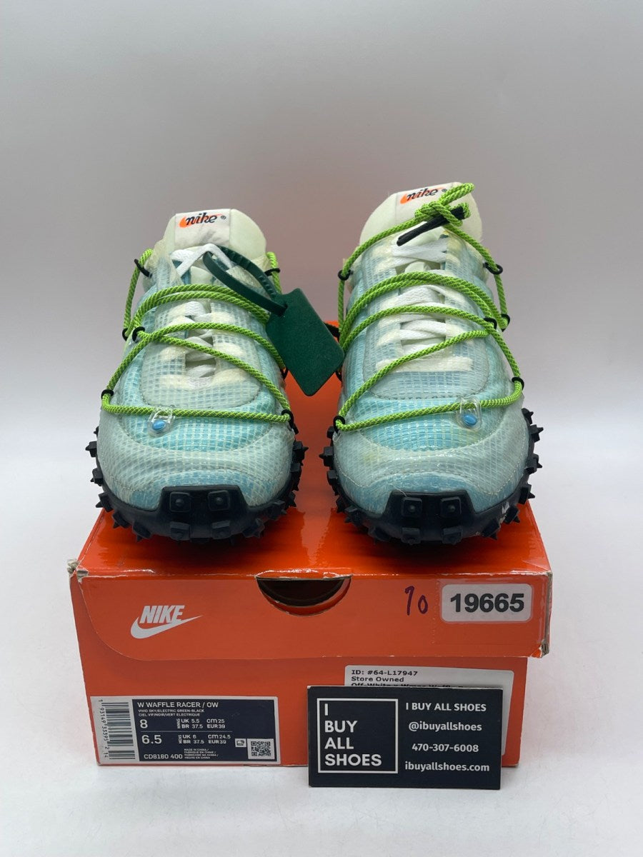Nike Waffle Racer Off-White Vivid Sky (Women's) 8W (Moderately Worn Pre-Owned) - Image 2