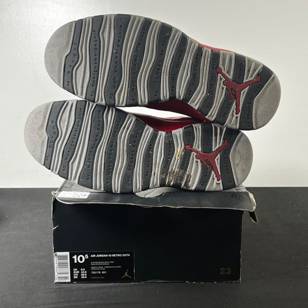 Jordan 10 Retro Bulls Over Broadway 10.5 (Moderately Worn Pre-Owned)JordanGym Red/Black-Wolf Grey - Image 5
