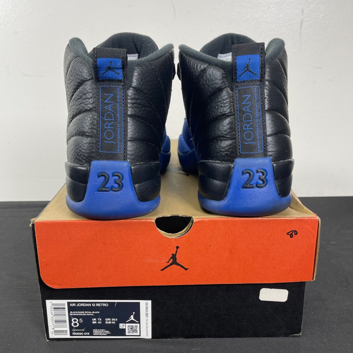 Jordan 12 Retro Black Game Royal 8.5 (Moderately Worn Pre-Owned)JordanBlack/Game Royal-Black - Image 4