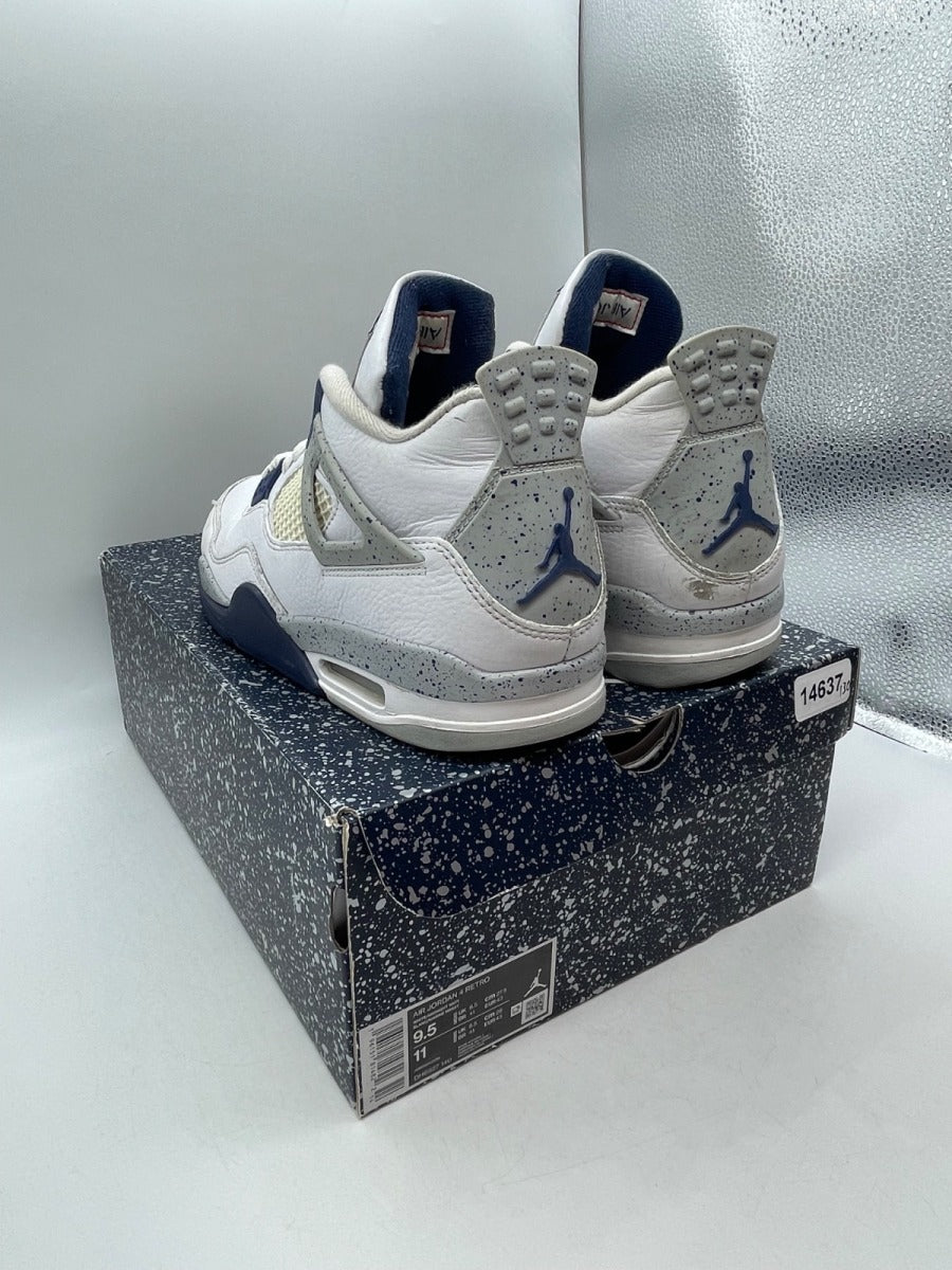 Jordan 4 Retro Midnight Navy 9.5 (Moderately Worn Pre-Owned)JordanWhite/Midnight Navy/Light Smoke Grey-Fire Red - Image 4