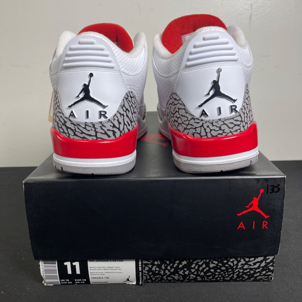 Jordan 3 Retro Hall of Fame 11 (Moderately Worn Pre-Owned)JordanWhite/Fire Red-Cement Grey-Black