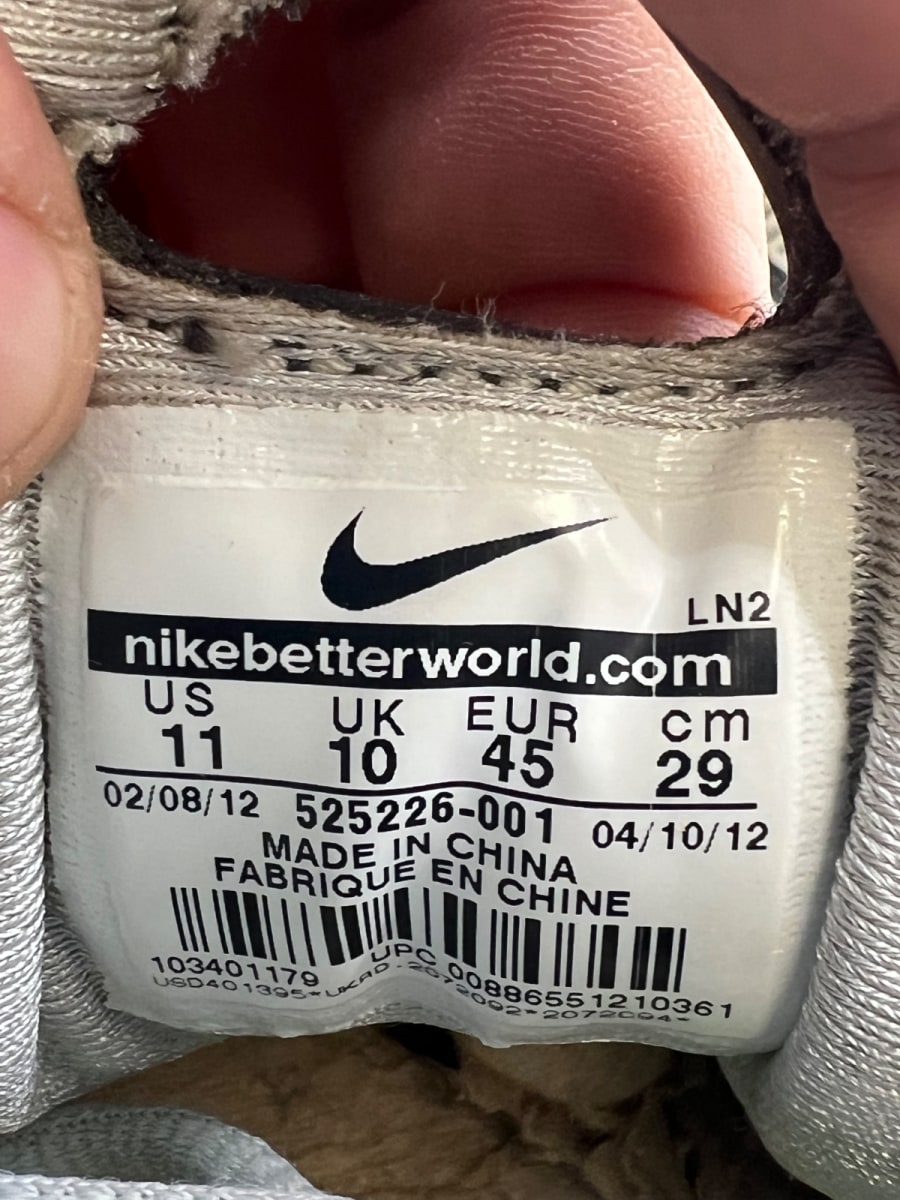 Nike Air Max Pillar 2012 Neutral Grey Volt 11 (Moderately Worn Pre-Owned) - Image 6