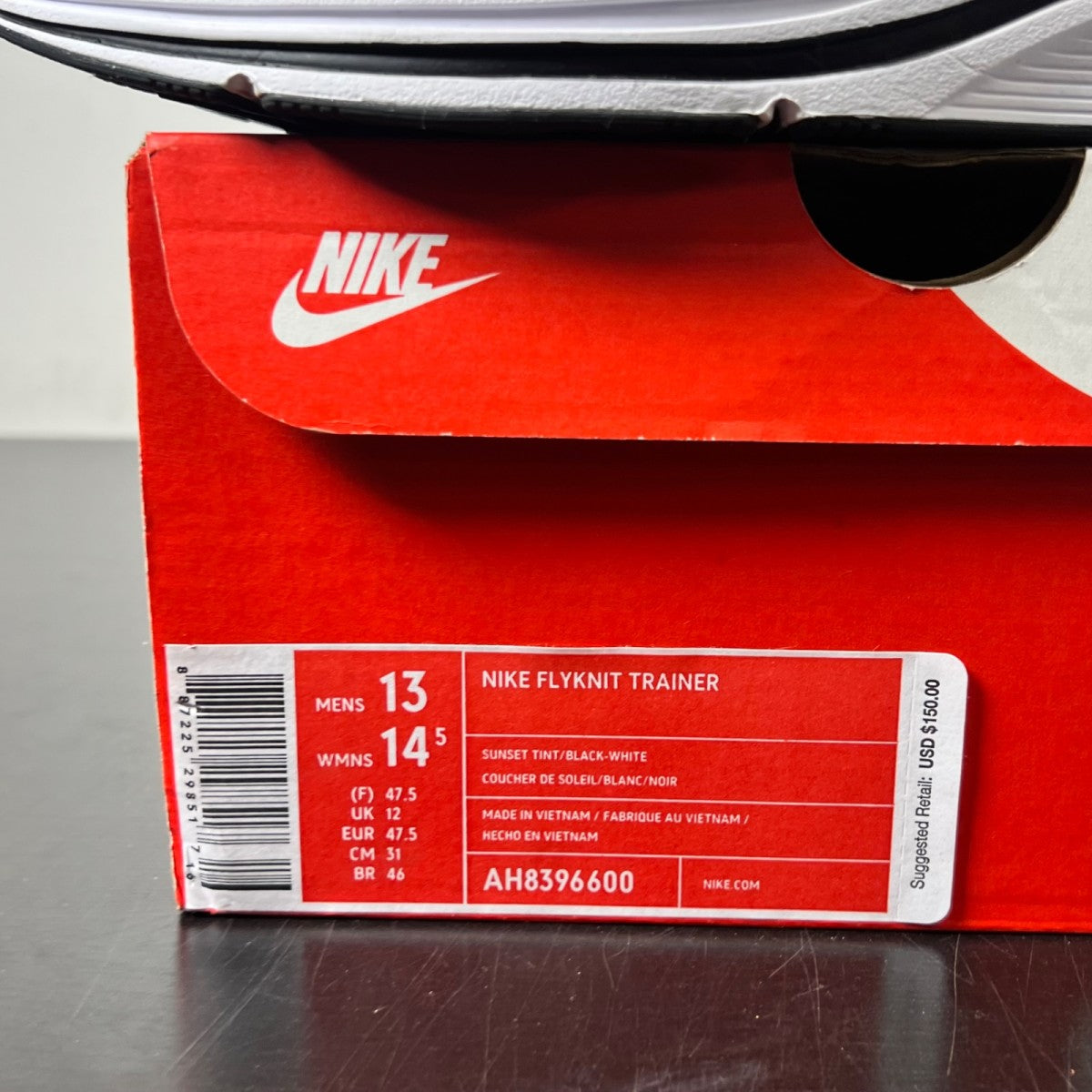 Nike Flyknit Trainer Sunset Tint 13 (Lightly Worn Pre-Owned)NikeSunset Tint/Black-White - Image 4