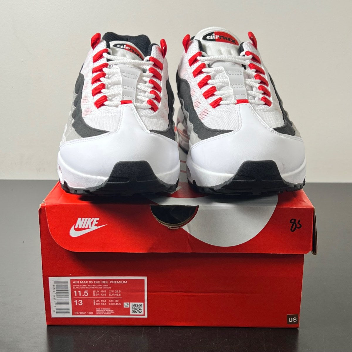 Nike Air Max 95 OG Big Bubble Comet Red 11.5 (Lightly Worn Pre-Owned)NikeWhite/Comet Red/Neutral Grey/Medium Grey/Black - Image 2