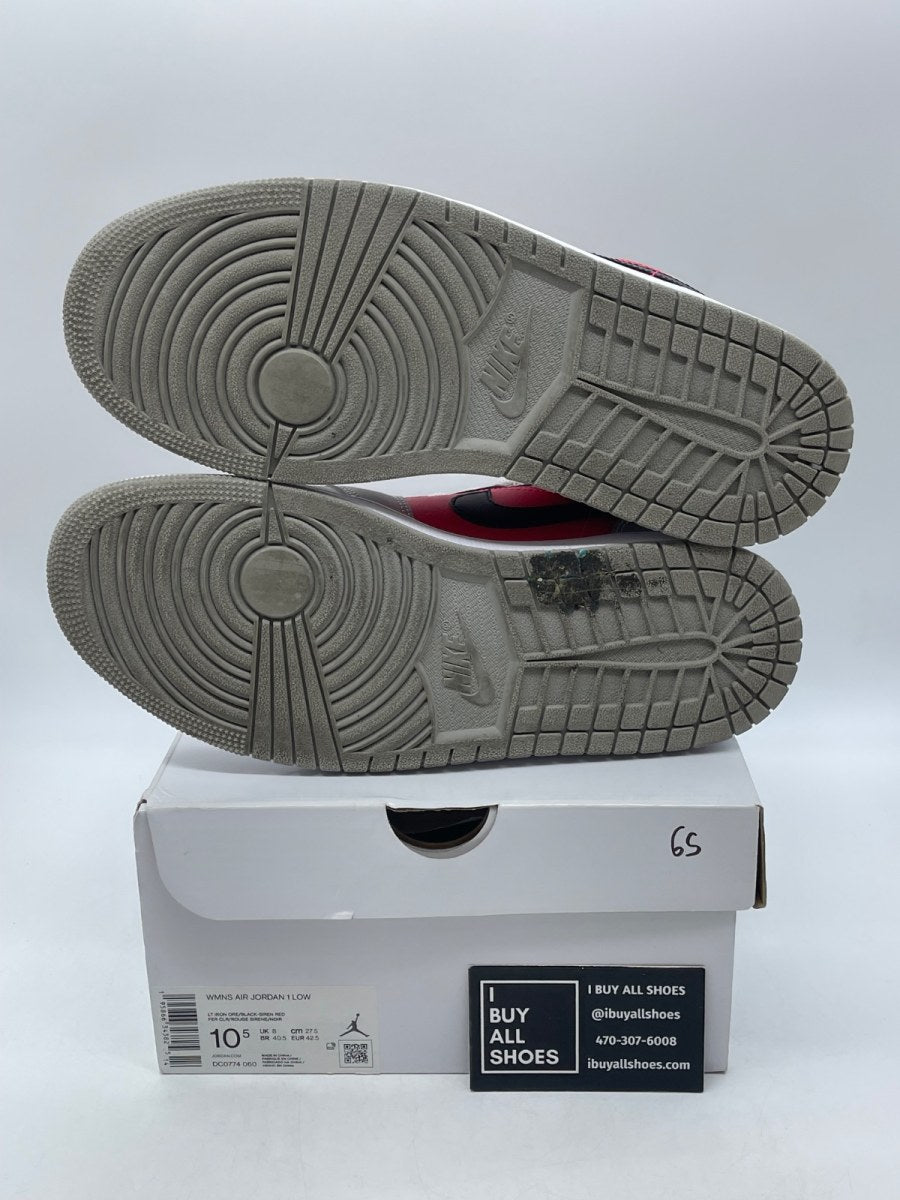 Jordan 1 Retro Low Light Iron Ore Siren Red (Women's) 10.5W (Moderately Worn Pre-Owned) - Image 7
