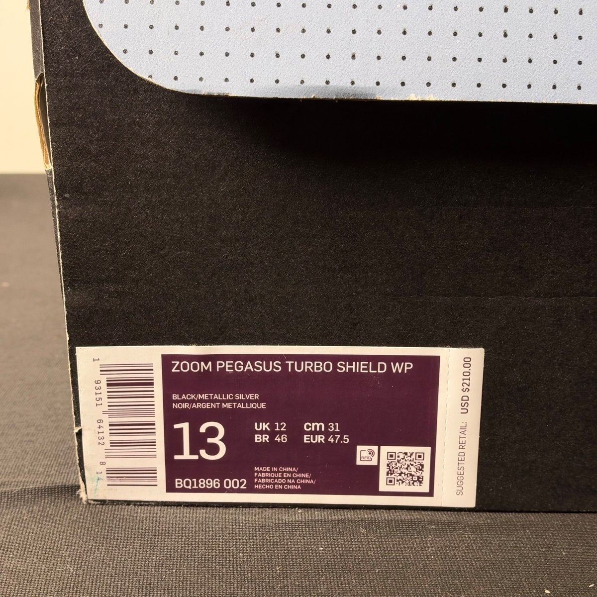 Nike Zoom Pegasus Turbo Shield Black/Voltage Purple (Size 13) - aux