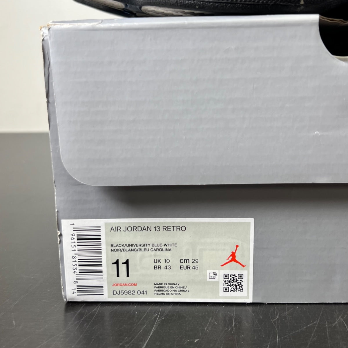 Jordan 13 Retro Black University Blue 11 (Moderately Worn Pre-Owned)JordanBlack/University Blue/White - Image 4