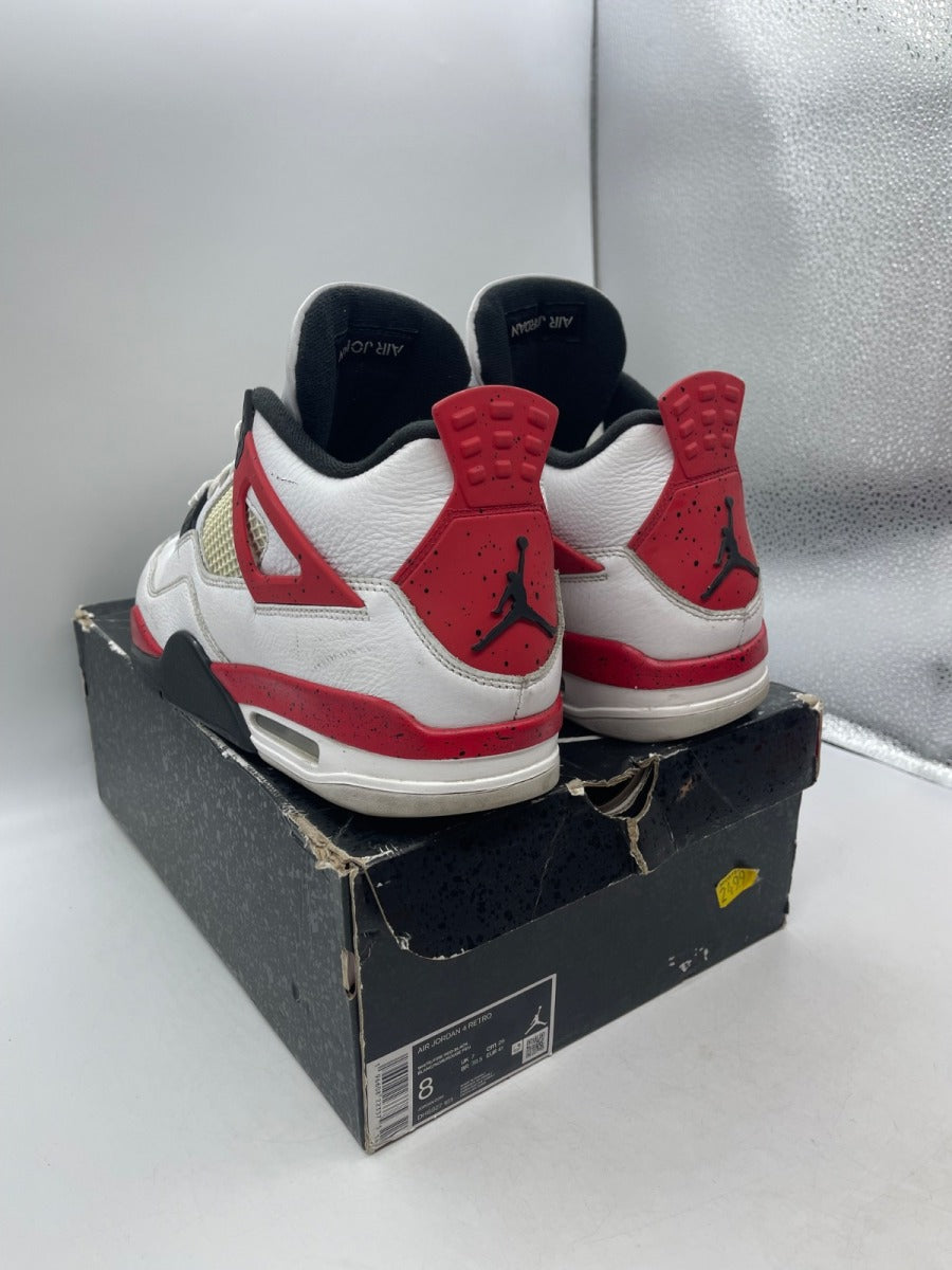 Jordan 4 Retro Red Cement 8 (Moderately Worn Pre-Owned)JordanWhite/Fire Red/Black/Neutral Grey - Image 4