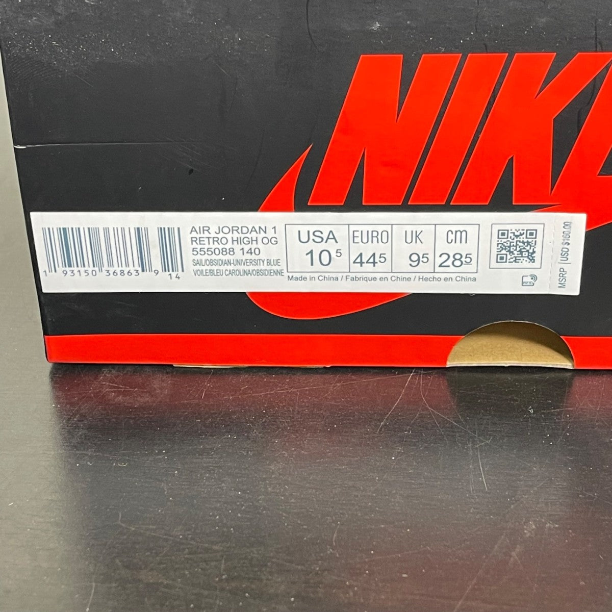 Jordan 1 Retro High Obsidian 10.5 (Moderately Worn Pre-Owned)JordanSail/Obsidian-University Blue - Image 7