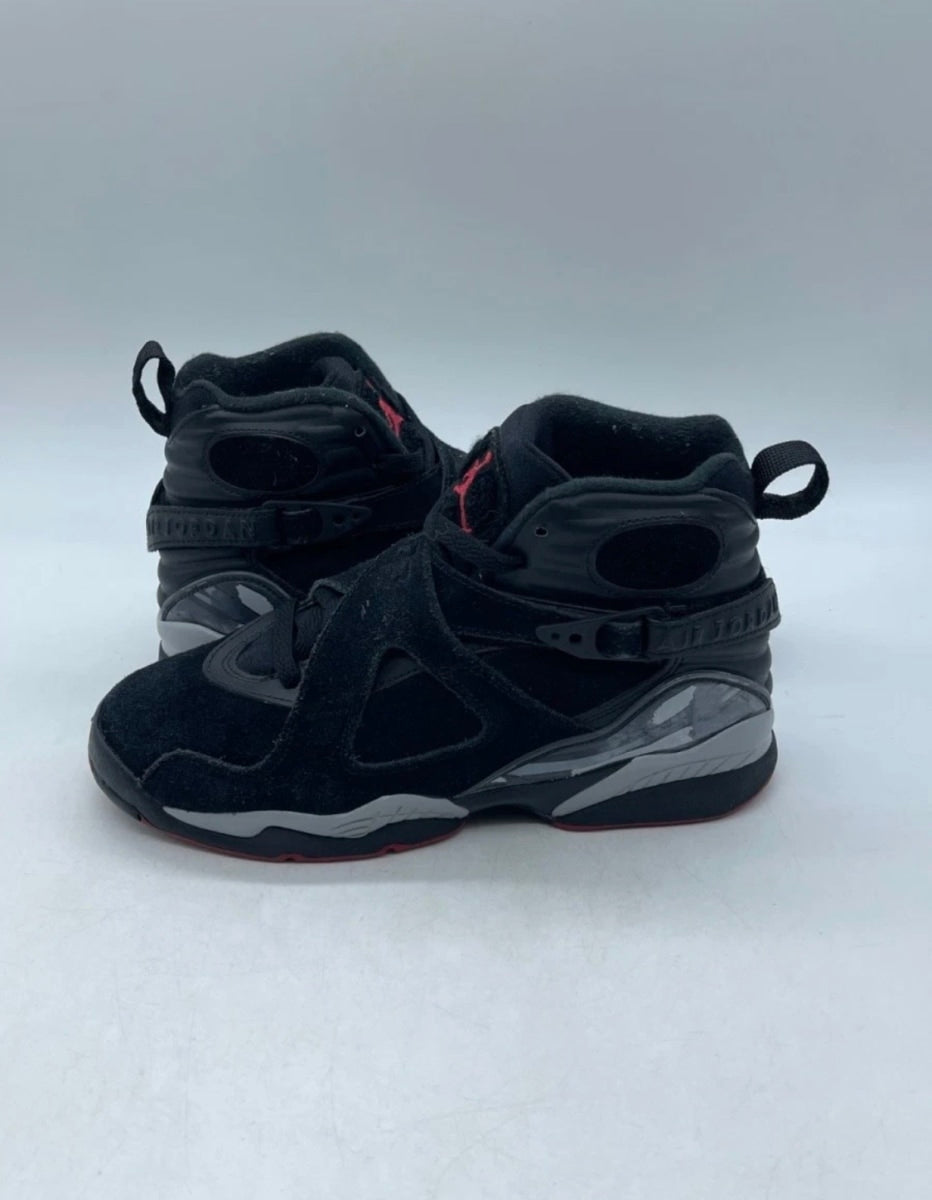 Jordan 8 Retro Black Cement (GS) 5Y (Moderately Worn Pre-Owned)JordanBlack/Gym Red-Black-Wolf Grey - Image 1