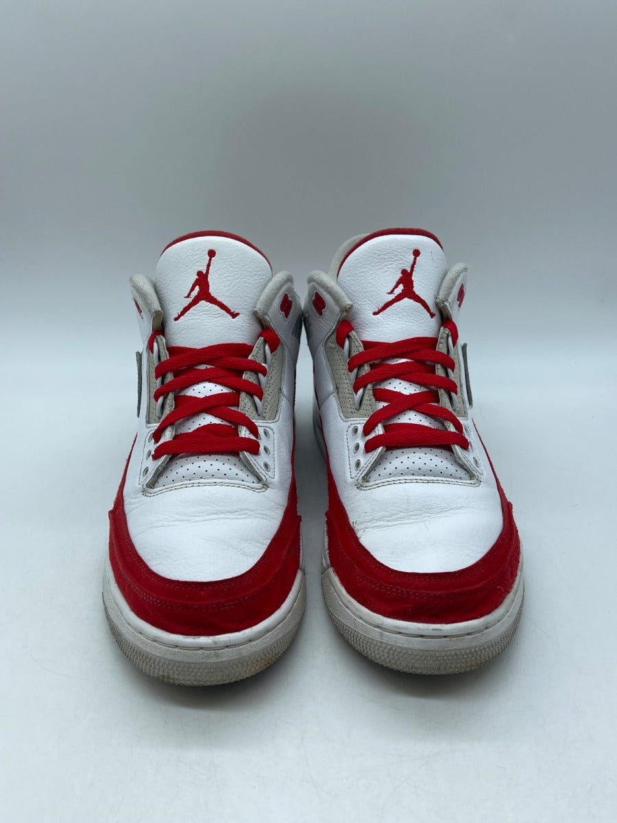 Jordan 3 Retro Tinker White University Red 12 (Moderately Worn Pre-Owned)JordanWhite/University Red-Neutral Grey - Image 2