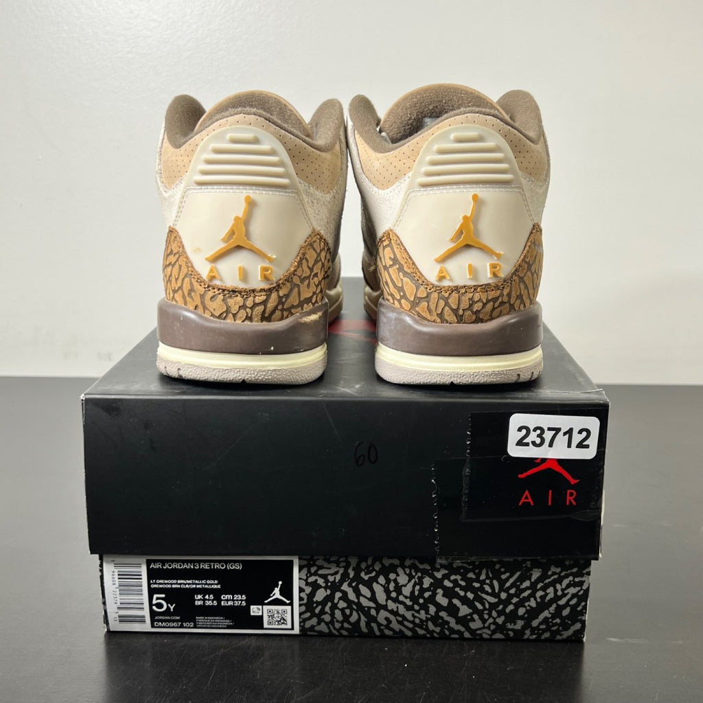 Jordan 3 Retro Palomino (GS) 5Y (Moderately Worn Pre-Owned)JordanLight Orewood Brown/Metallic Gold/Light British Tan/Palomino - Image 6