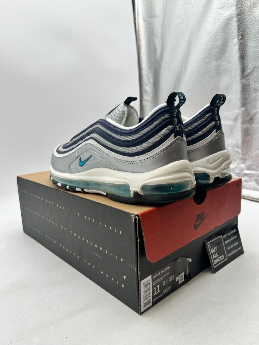 Nike Air Max 97 Metallic Silver Chlorine Blue 11 (Lightly Worn Pre-Owned) - Image 4