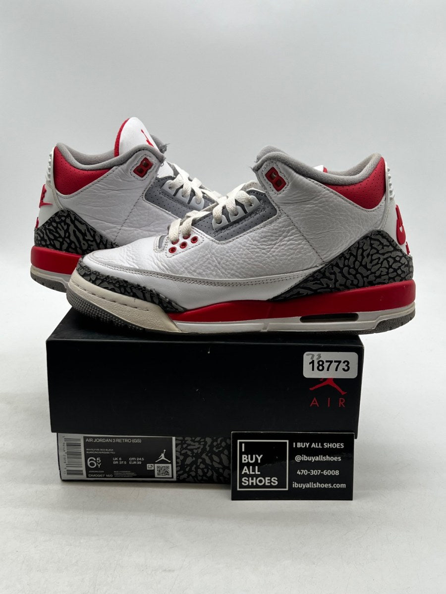 Jordan 3 Retro Fire Red (2022) (GS) 6.5Y (Heavily Worn Pre-Owned) - Image 1