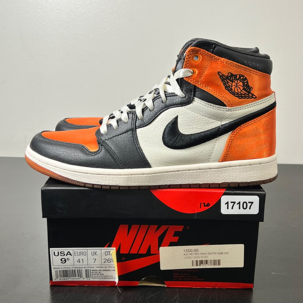 Jordan 1 Retro High OG Satin Shattered Backboard (Women's) 9.5W (Moderately Worn Pre-Owned)JordanBlack/Black-Starfish-Sail - Image 3