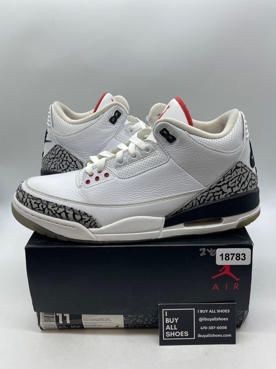 Jordan 3 Retro Free Throw Line White Cement 11 (Heavily Worn Pre-Owned) - Image 1