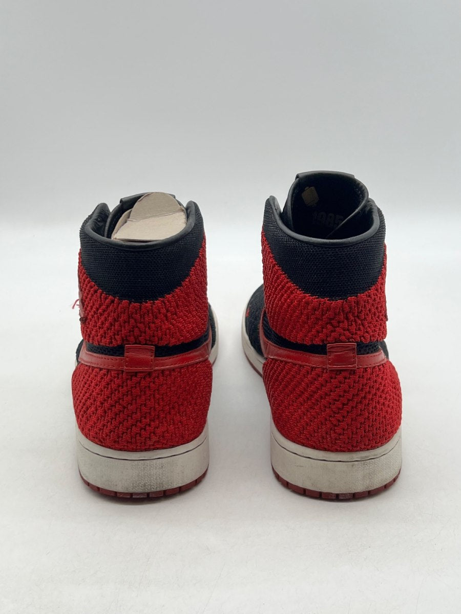 Jordan 1 Retro High Flyknit Bred 12 (Moderately Worn Pre-Owned)JordanBlack/Varsity Red-White - Image 5