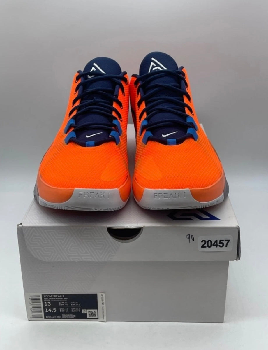 Nike Zoom Freak 1 Antetokounbros 13 (Lightly Worn Pre-Owned)NikeTotal Orange/Midnight Navy-White-Photo Blue - Image 2