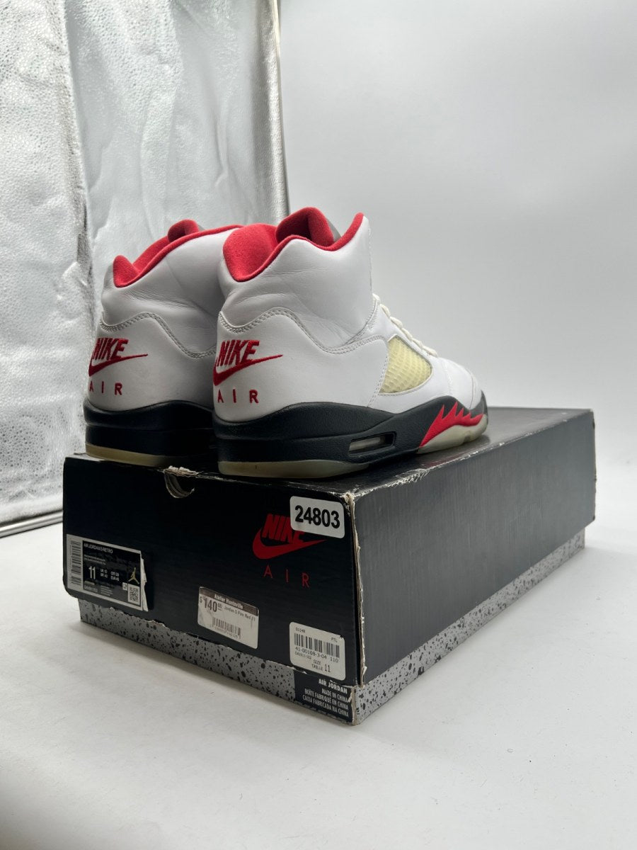 Jordan 5 Retro Fire Red Silver Tongue (2020) 11 (Moderately Worn Pre-Owned)JordanWhite/Black-Metallic Silver-Fire Red - Image 5