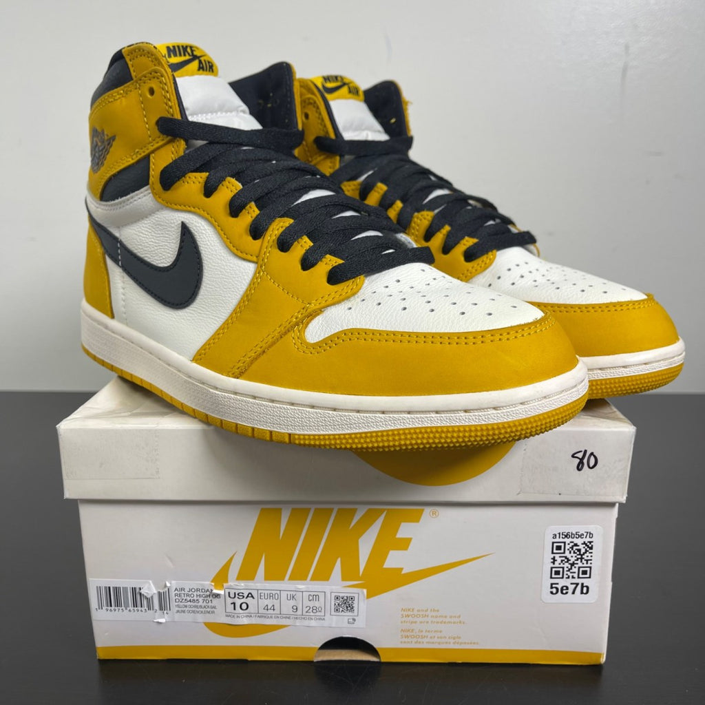 Jordan 1 Retro High OG Yellow Ochre 10 (Moderately Worn Pre-Owned)JordanYellow Ochre/Black/Sail - Image 1