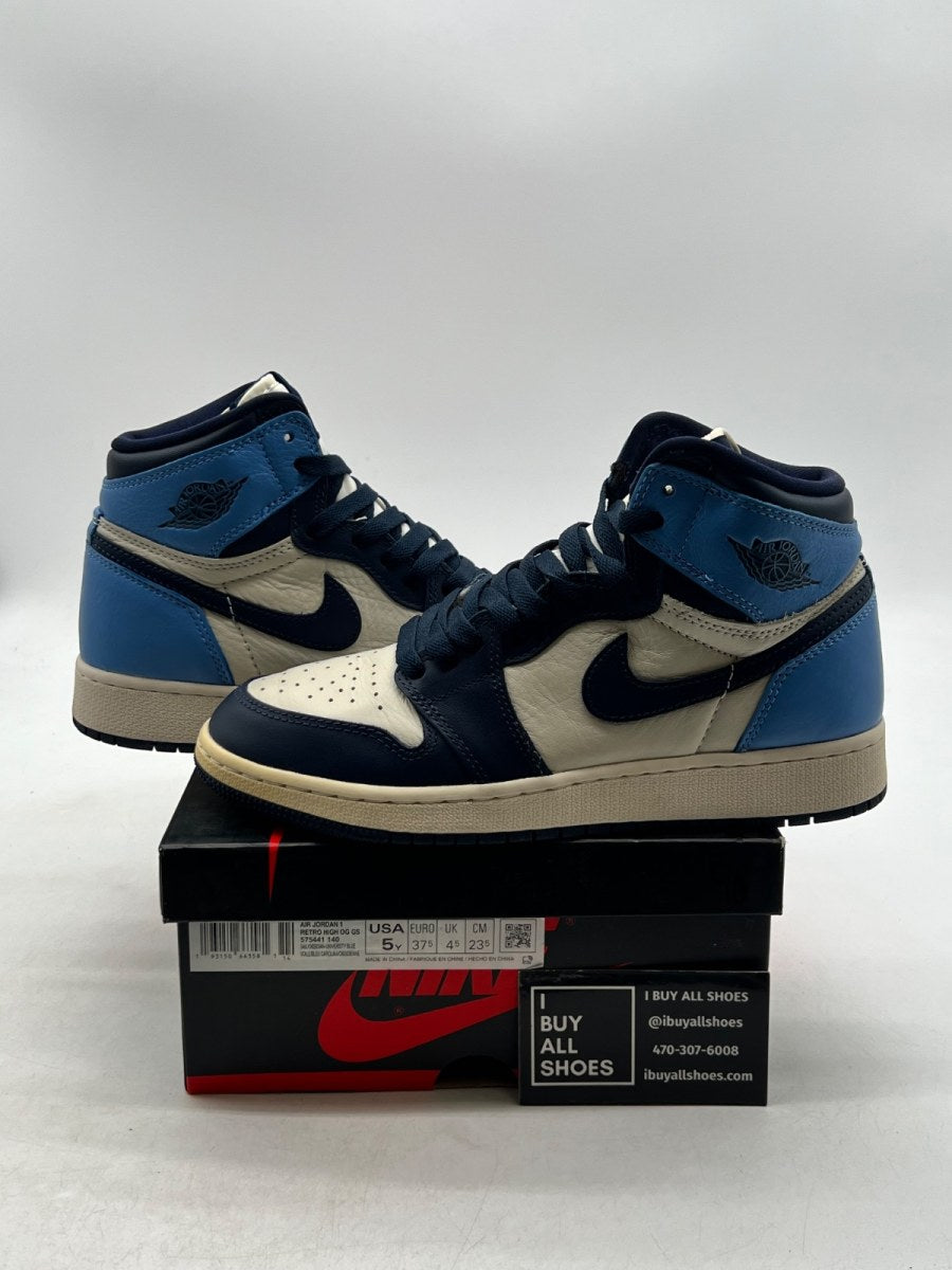 Jordan 1 Retro High Obsidian (GS) 5Y (Lightly Worn Pre-Owned) - Image 1