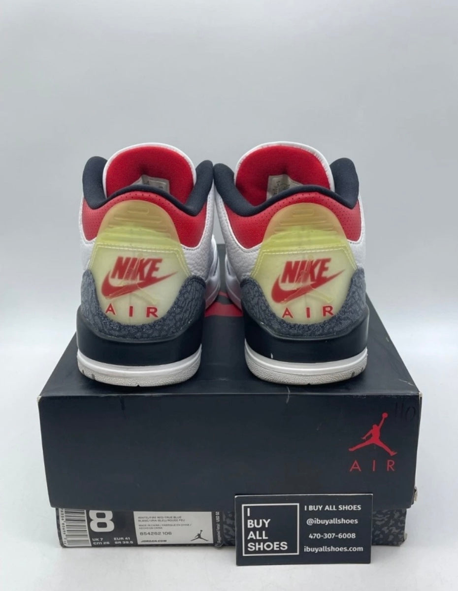 Jordan 3 Retro SE Fire Red Denim (2020) 8 (Moderately Worn Pre-Owned)JordanWhite/Black-Fire Red - Image 3