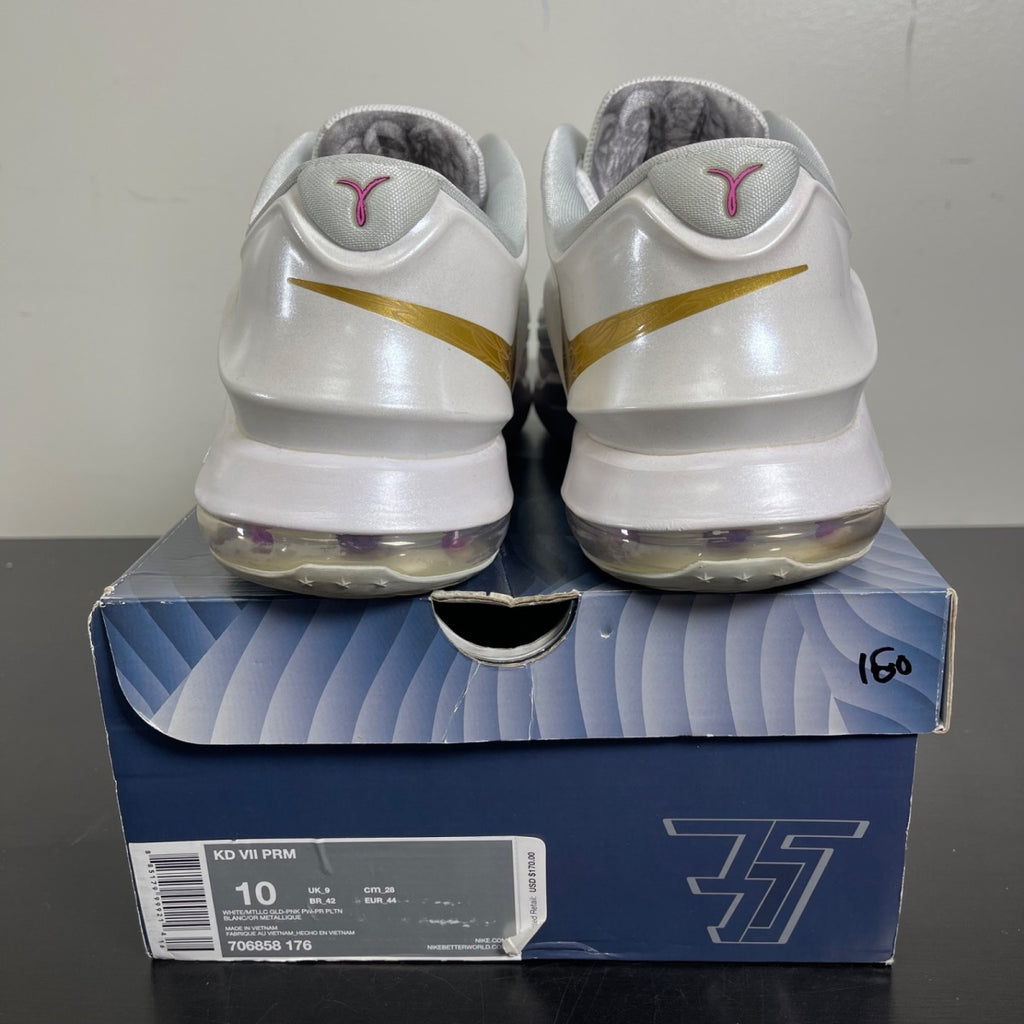 Nike KD 7 Aunt Pearl 10 (Moderately Worn Pre-Owned)NikeWhite/Metallic Gold-Pink Pow-Pure Platinum - Image 4
