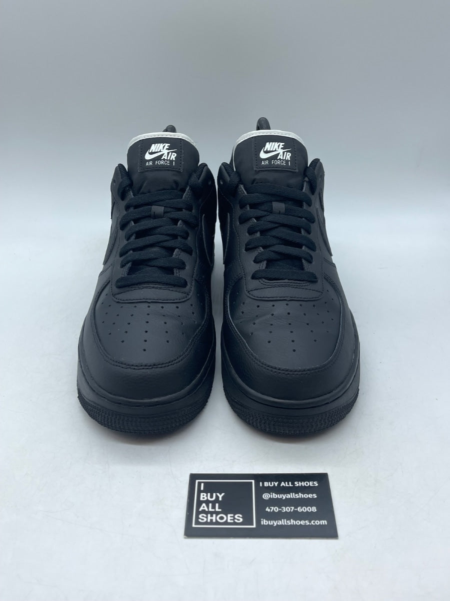 Nike Air Force 1 Low Triple Black (White Tongue) 12 (Moderately Worn Pre-Owned) - Image 2