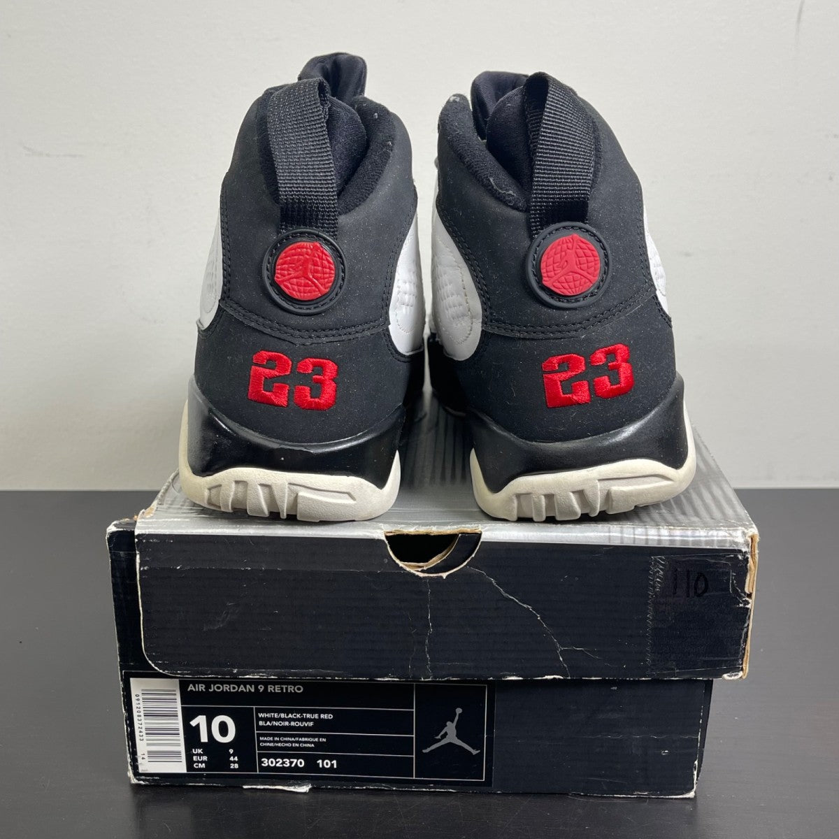 Jordan 9 Retro White Black Red (2002) 10 (Heavily Worn Pre-Owned)JordanWhite/Black-True Red - Image 3