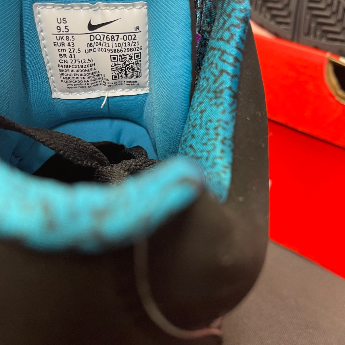 Nike Air Flight Lite II Mid Black Cyber Teal 9.5 (Moderately Worn Pre-Owned)NikeBlack/Cyber Teal/Red Plum/Black - Image 6
