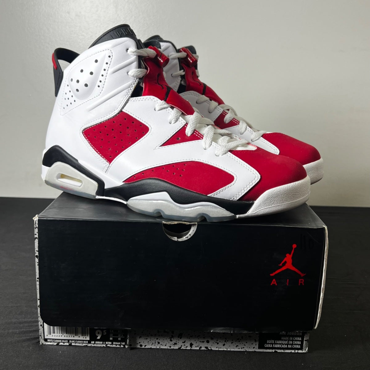Jordan 6 Retro Carmine (2014) 9.5 (Lightly Worn Pre-Owned)JordanWhite/Carmine-Black - Image 1